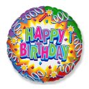 Luftballon Happy Birthday Luftschlangen Folie &oslash;45cm