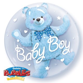 Luftballon Bär im Ballon Baby Boy Blau Bubble Folie ø61cm