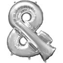 Luftballon Symbol &amp; Silber Folie ca 35cm