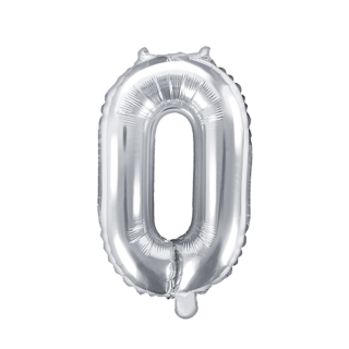 Partydeco Folienballon -Zahl 0- Silber 35cm-1St