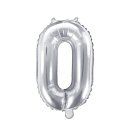 Luftballon -Zahl 0- Silber Folie ca 35cm