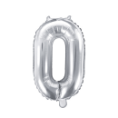 Partydeco Folienballon -Zahl 0- Silber 35cm-1St