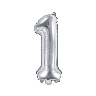 Partydeco Folienballon -Zahl 1- Silber 35cm-1St