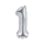 Partydeco Folienballon -Zahl 1- Silber 35cm-1St