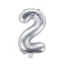 Luftballon -Zahl 2- Silber Folie ca 35cm