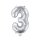 Luftballon -Zahl 3- Silber Folie ca 35cm