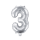 Partydeco Folienballon -Zahl 3- Silber 35cm-1St