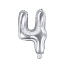 Luftballon -Zahl 4- Silber Folie ca 35cm