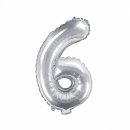 Luftballon Zahl 6 Silber Folie ca 35cm