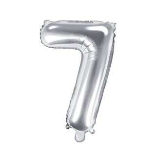 Luftballon Zahl 7 Silber Folie ca 35cm