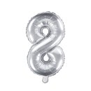 Luftballon -Zahl 8- Silber Folie ca 35cm