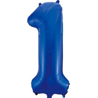 Globos Folienballon -Zahl 1- Blau-Dunkelblau Folie 86cm-1St