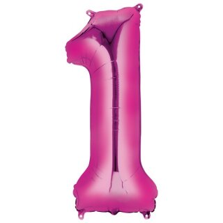 Globos Folienballon -Zahl 1- Pink Folie 86cm-1St