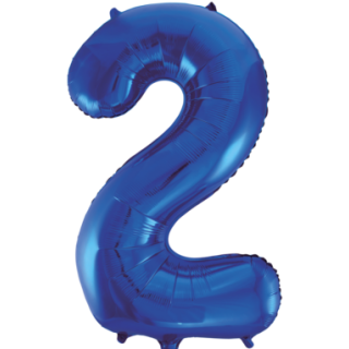 Globos Folienballon -Zahl 2- Blau-Dunkelblau Folie 86cm-1St