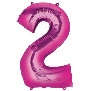 Globos Folienballon -Zahl 2- Pink Folie 86cm-1St