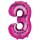 Globos Folienballon -Zahl 3- Pink Folie 86cm-1St