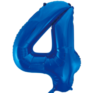 Globos Folienballon -Zahl 4- Blau-Dunkelblau Folie 86cm-1St