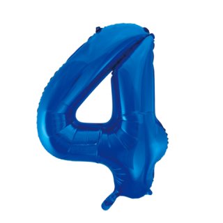 Luftballon Zahl 4 Blau Folie ca 86cm