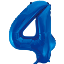 Globos Folienballon -Zahl 4- Blau-Dunkelblau Folie 86cm-1St