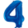 Globos Folienballon -Zahl 4- Blau-Dunkelblau Folie 86cm-1St