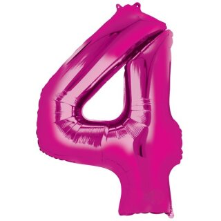 Globos Folienballon -Zahl 4- Pink Folie 86cm-1St