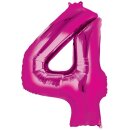 Globos Folienballon -Zahl 4- Pink Folie 86cm-1St