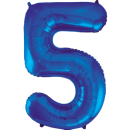 Globos Folienballon -Zahl 5- Blau-Dunkelblau Folie 86cm-1St