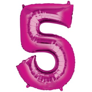Globos Folienballon -Zahl 5- Pink Folie 86cm-1St