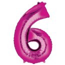 Luftballon -Zahl 6- Pink Folie ca 86cm