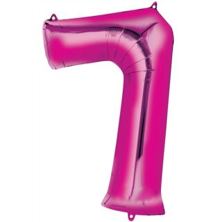 Globos Folienballon -Zahl 7- Pink Folie 86cm-1St