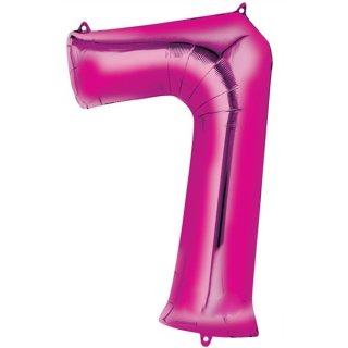 Luftballon Zahl 7 Pink Folie ca 86cm