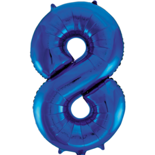 Globos Folienballon -Zahl 8- Blau-Dunkelblau Folie 86cm-1St