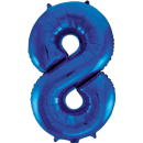 Globos Folienballon -Zahl 8- Blau-Dunkelblau Folie 86cm-1St