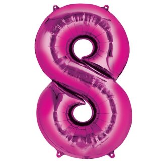 Globos Folienballon -Zahl 8- Pink Folie 86cm-1St