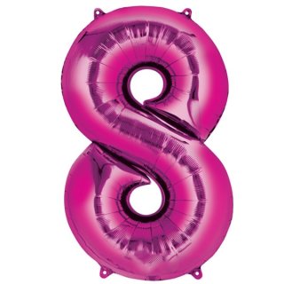 Luftballon -Zahl 8- Pink Folie ca 86cm