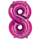 Globos Folienballon -Zahl 8- Pink Folie 86cm-1St