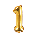 Partydeco Folienballon -Zahl 1- Gold 35cm-1St