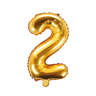 Partydeco Folienballon -Zahl 2- Gold 35cm-1St