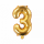 Partydeco Folienballon -Zahl 3- Gold 35cm-1St