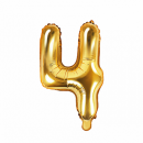 Partydeco Folienballon -Zahl 4- Gold 35cm-1St