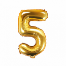 Partydeco Folienballon -Zahl 5- Gold 35cm-1St