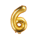Partydeco Folienballon -Zahl 6- Gold 35cm-1St