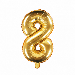 Partydeco Folienballon -Zahl 8- Gold 35cm-1St
