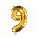 Partydeco Folienballon -Zahl 9- Gold 35cm-1St