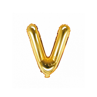 Partydeco Folienballon Buchstabe V Gold 35cm-1St