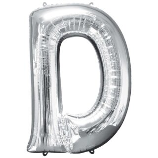 Anagram Folienballon Buchstabe D Silber Folie 86cm-1St