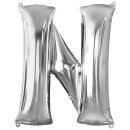 Globos Folienballon Buchstabe N Silber Folie 86cm-1St