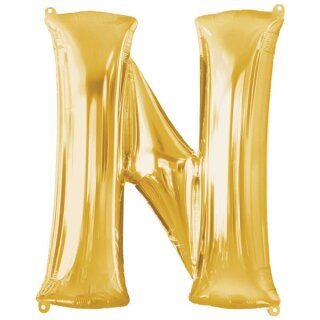 Globos Folienballon Buchstabe N Gold Folie 86cm-1St