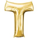 Globos Folienballon Buchstabe T Gold Folie 86cm-1St