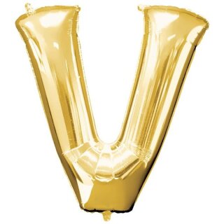 Globos Folienballon Buchstabe V Gold Folie 86cm-1St